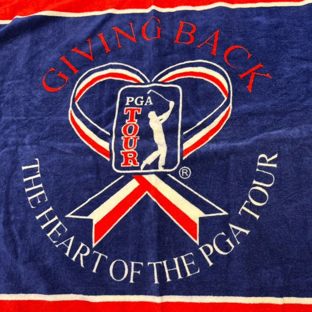 PGA Tour Golf Beach Towel OS Blue Red‎ Giving Back The Heart Of The PGA Tour